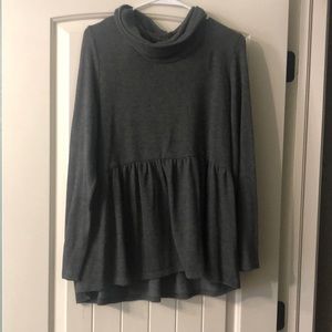 Worn once gray Maurice’s sweater with criss- crossed back